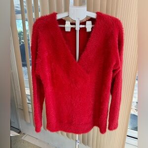 Cozy Red V-Neck Sweater